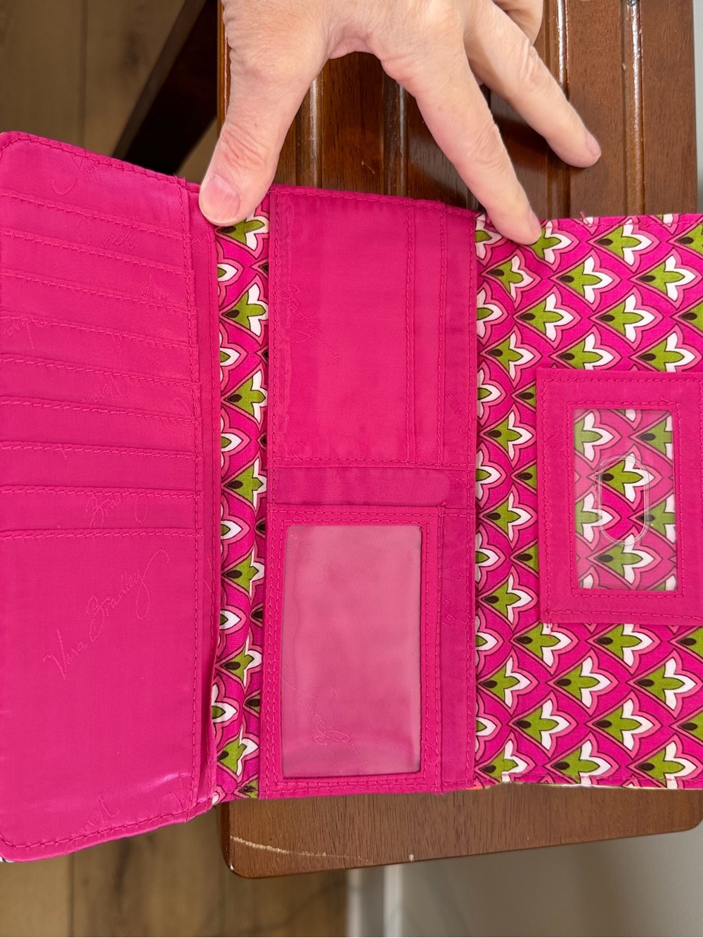 Vera Bradley Hot Pink and Orange Paisley Quilted Wallet - Picture 3 of 4